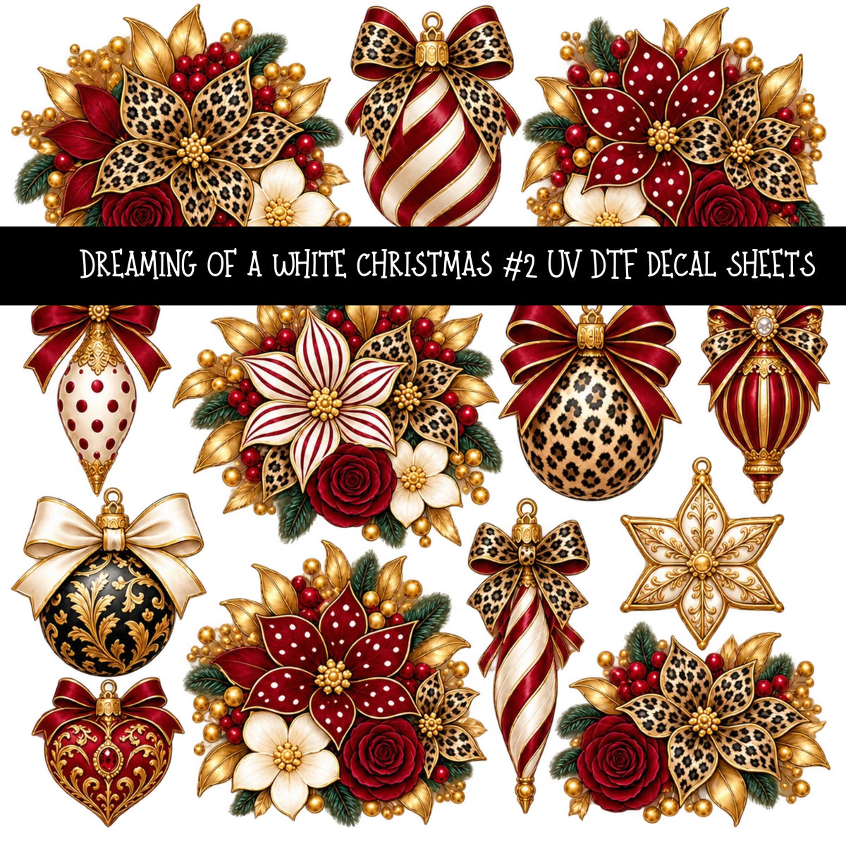 Dreaming of a white christmas UV DTF Decal sheets 2 Designs available