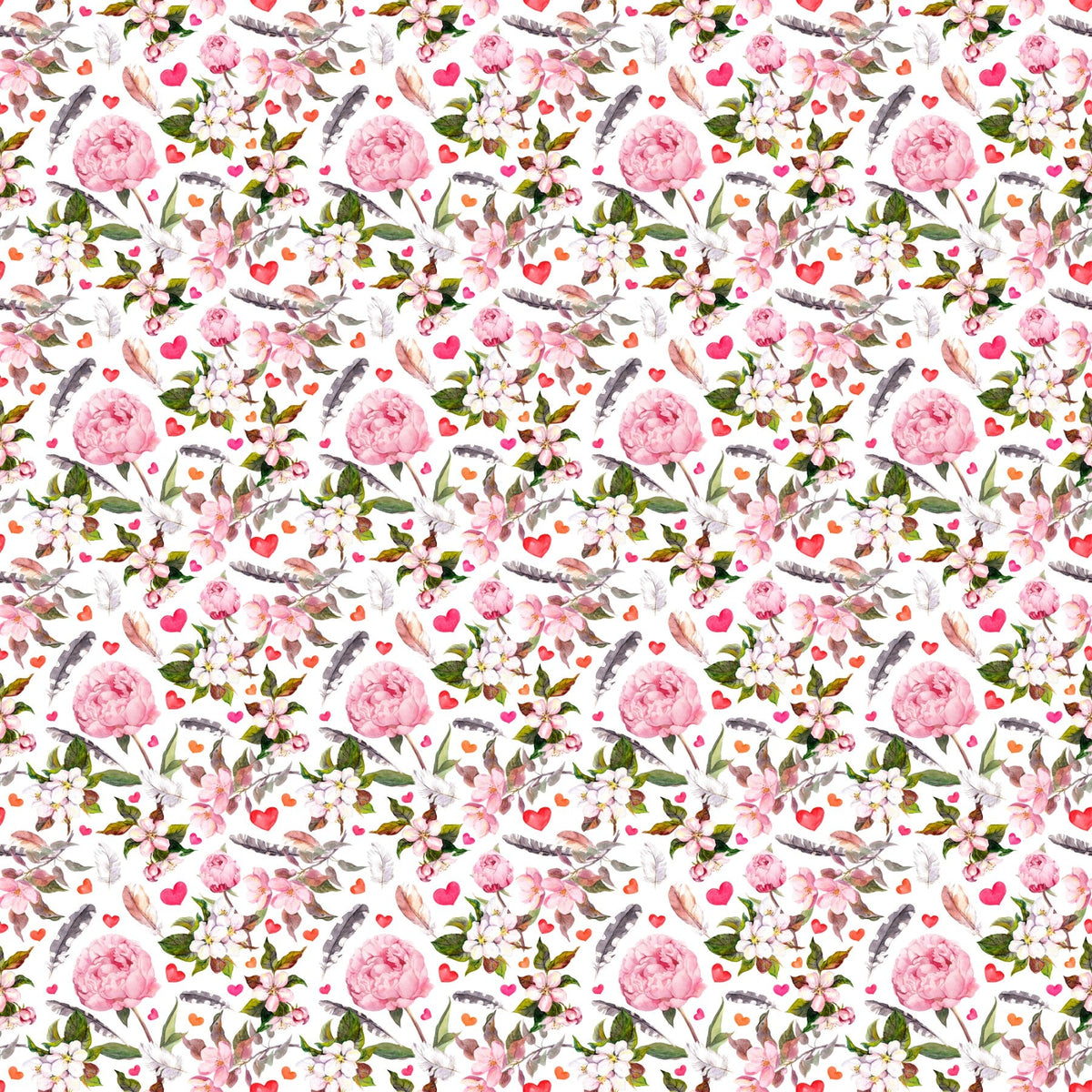 Flowers, Feathers and Hearts - Adhesive Vinyl