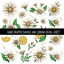 Hand Painted Daisies and Lemons UV DTF Decal sheets