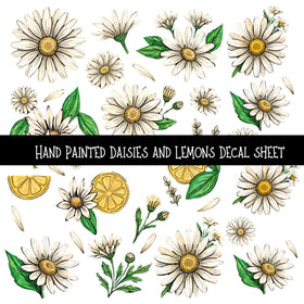 Hand Painted Daisies and Lemons UV DTF Decal sheets