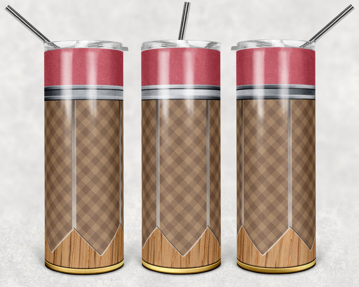 Mens Pencil Brown Gingham 20 oz Skinny Adhesive Vinyl Wrap