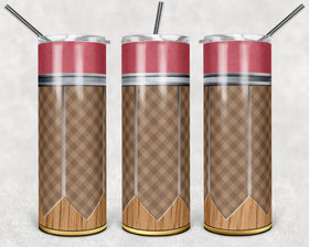 Mens Pencil Brown Gingham 20 oz Skinny Adhesive Vinyl Wrap