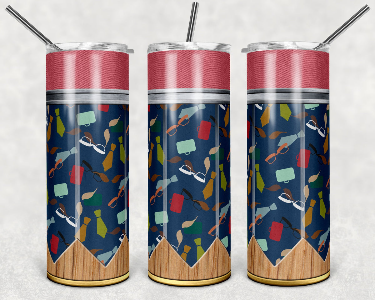 Mens Pencil Glasses and Tie 20 oz Skinny Adhesive Vinyl Wrap