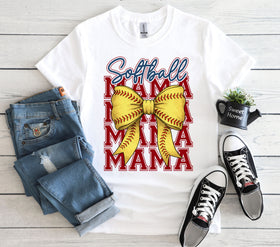 Softball Mama Bow DTF Transfers