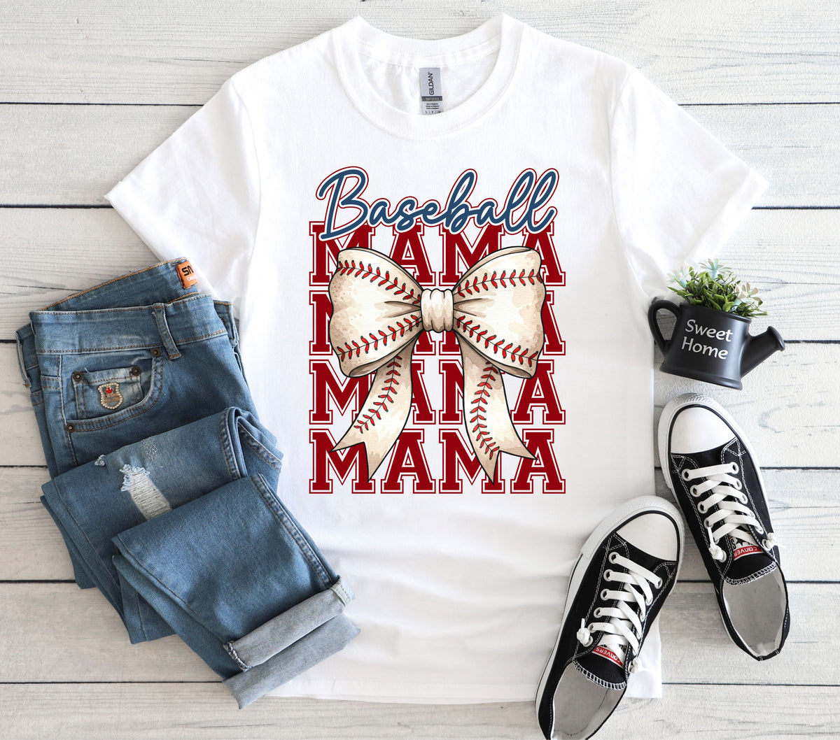 Baseball Mama Bow DTF Transfers