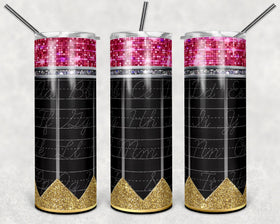 Pencil Alphabet in Black 20 oz Skinny Adhesive Vinyl Wrap
