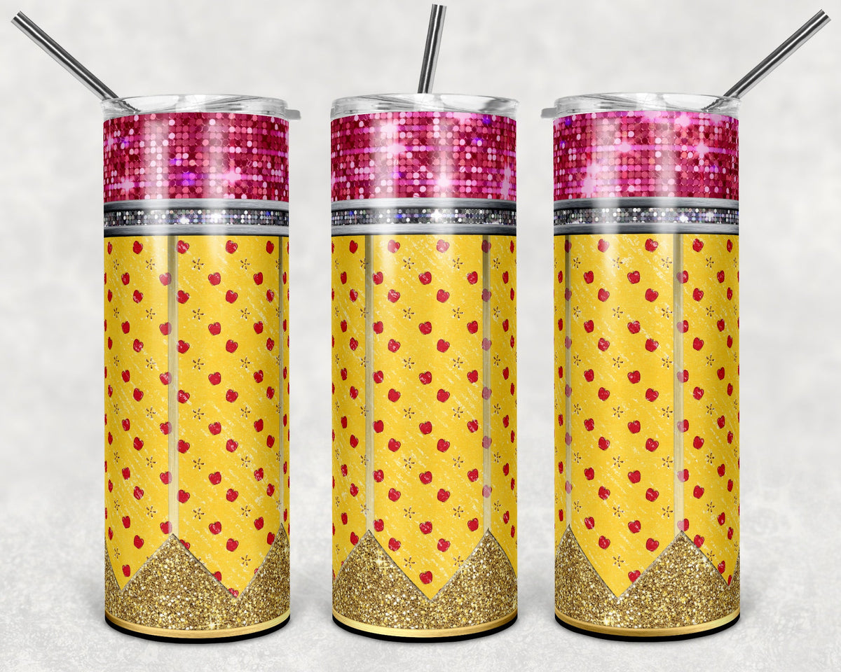 Pencil Apples 20 oz Skinny Adhesive Vinyl Wrap