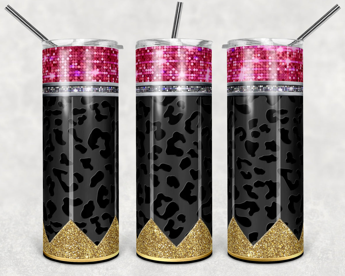 Pencil Black Matte Leopard 20 oz Skinny Adhesive Vinyl Wrap