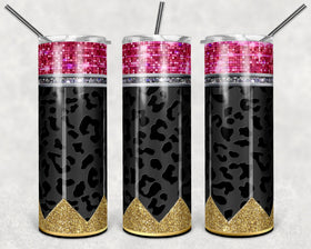Pencil Black Matte Leopard 20 oz Skinny Adhesive Vinyl Wrap