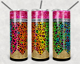 Pencil Glitter Bright Rainbow 20 oz Skinny Adhesive Vinyl Wrap