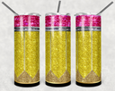 Pencil Glitter Yellow 20 oz Skinny Adhesive Vinyl Wrap