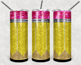 Pencil Glitter Yellow 20 oz Skinny Adhesive Vinyl Wrap