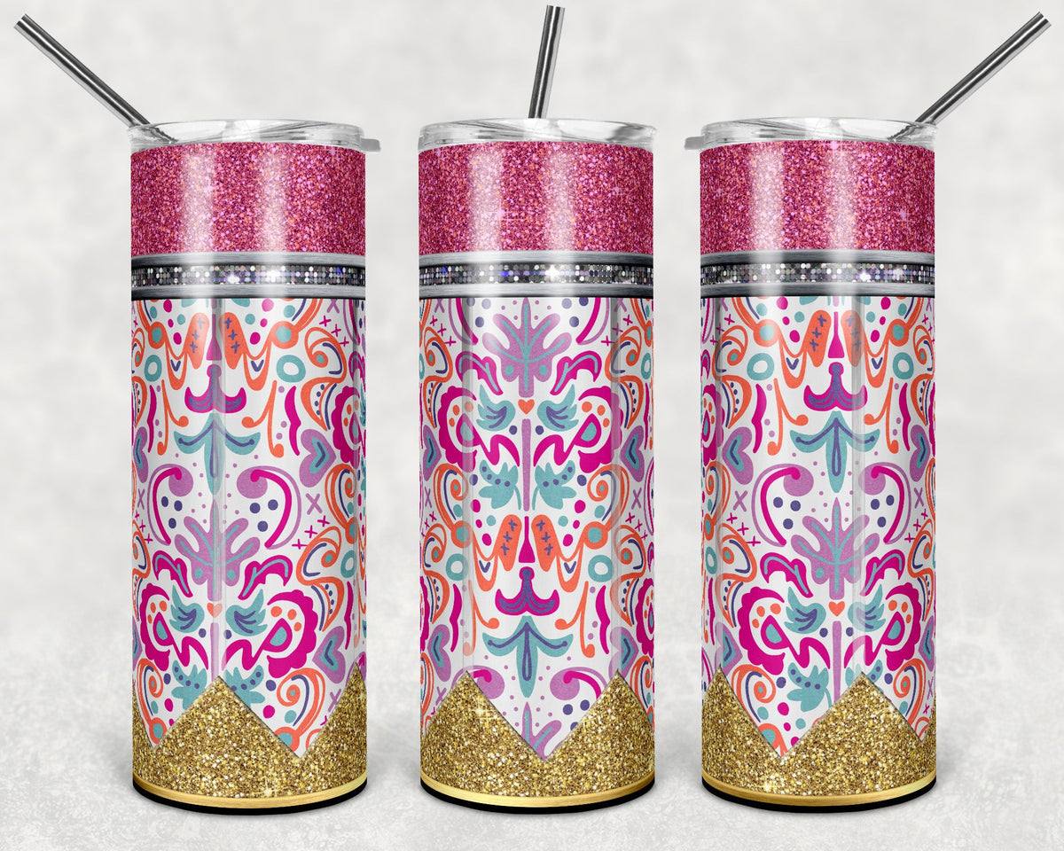 Pencil Small Damask 20 oz Skinny Adhesive Vinyl Wrap