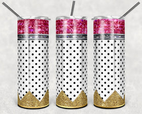 Pencil White and Black Polka Dot 20 oz Skinny Adhesive Vinyl Wrap