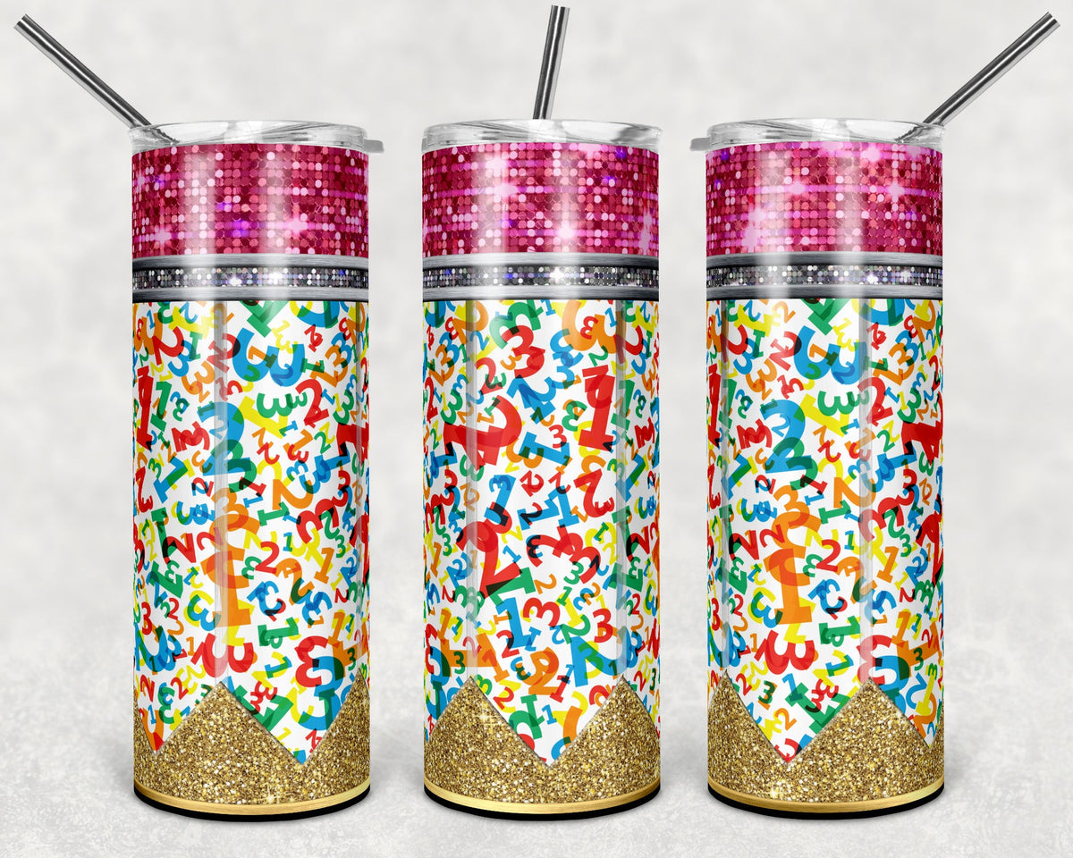 Pencil Writing Multi Alphabet 20 oz Skinny Adhesive Vinyl Wrap