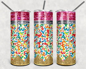 Pencil Writing Multi Alphabet 20 oz Skinny Adhesive Vinyl Wrap