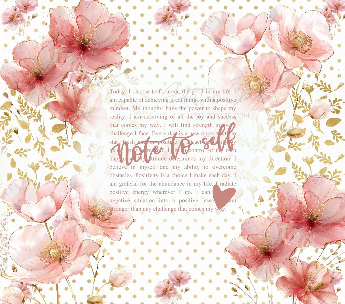 Note to self Pink Floral Vinyl tumbler wraps