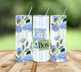 Girl Boss Blue Floral Vinyl tumbler wraps