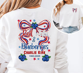 Red White and Blueberries with Bow DTF Transfers- 2 piece set