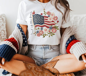 Land of the free embroidery look DTF Transfers