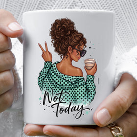 Not Today Girl-Brown curls UV DTF Decal