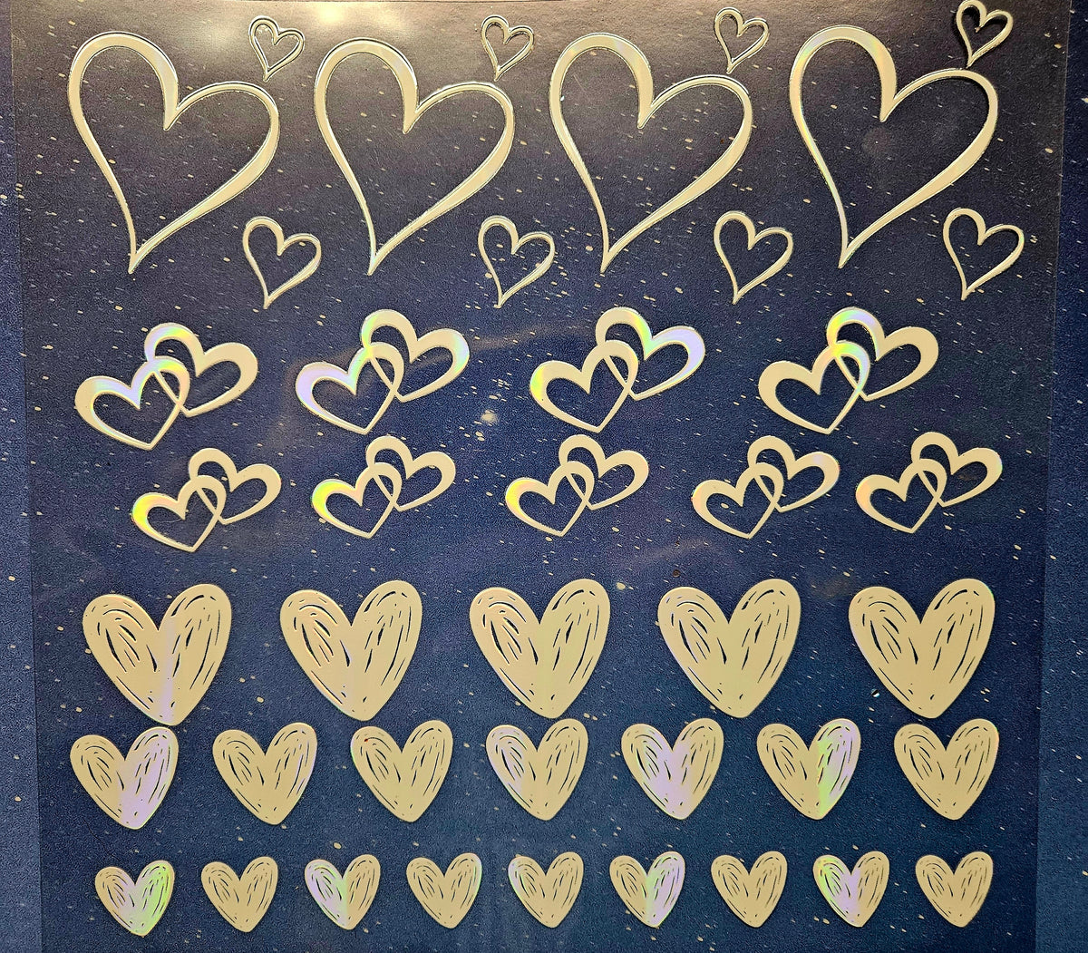 #34 Metallic UV DTF-Open Hearts- available in Gold, Silver, Holo Red, Holo White and Holo Pink