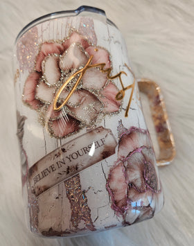 16oz Floral Coffee Mug Stainless steel finished Tumbler