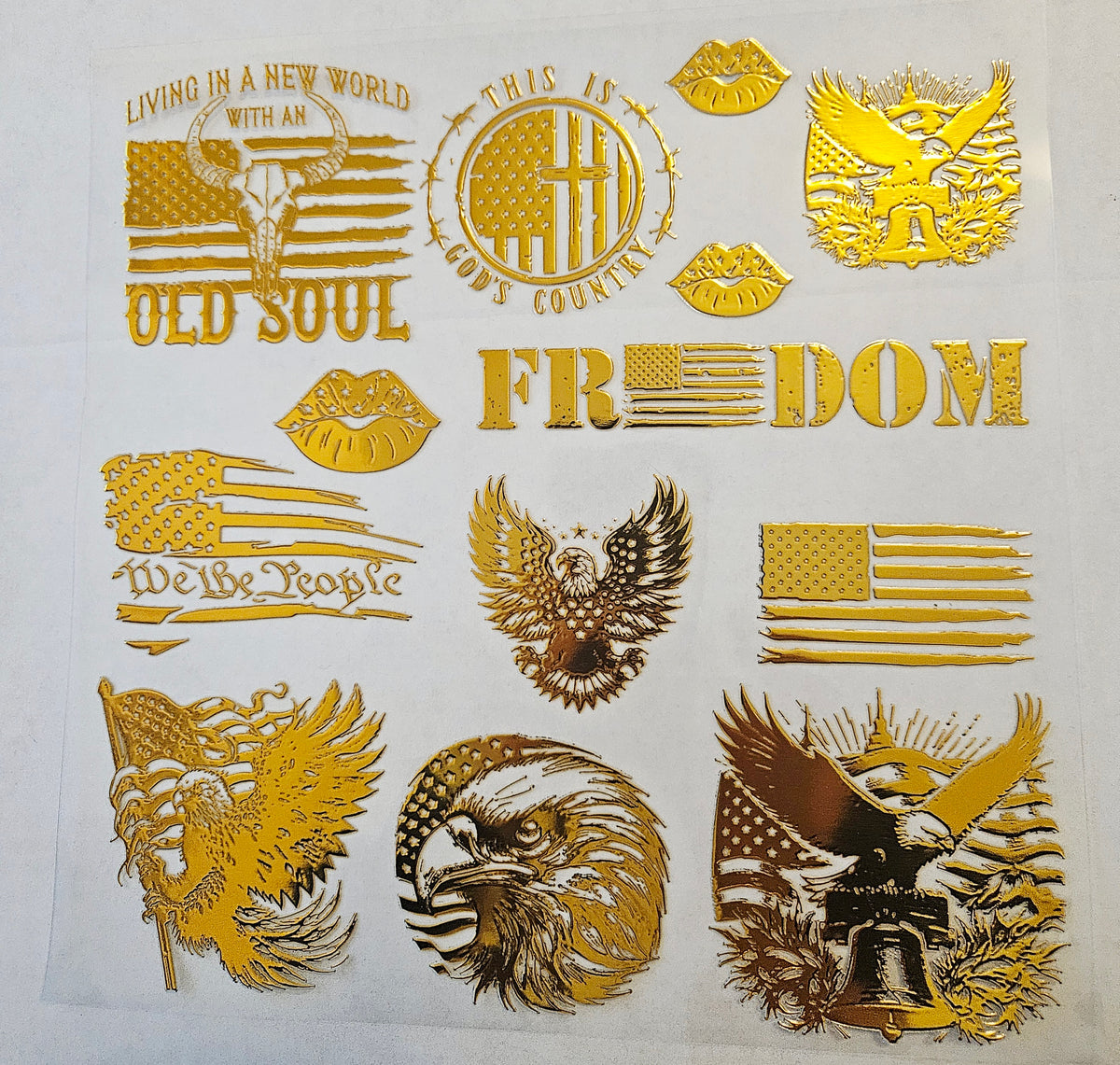 #22 Metallic UV DTF-Patriotic- available in Gold and Silver