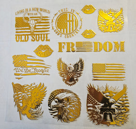 #22 Metallic UV DTF-Patriotic- available in Gold and Silver