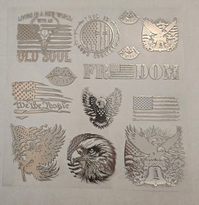 #22 Metallic UV DTF-Patriotic- available in Gold and Silver