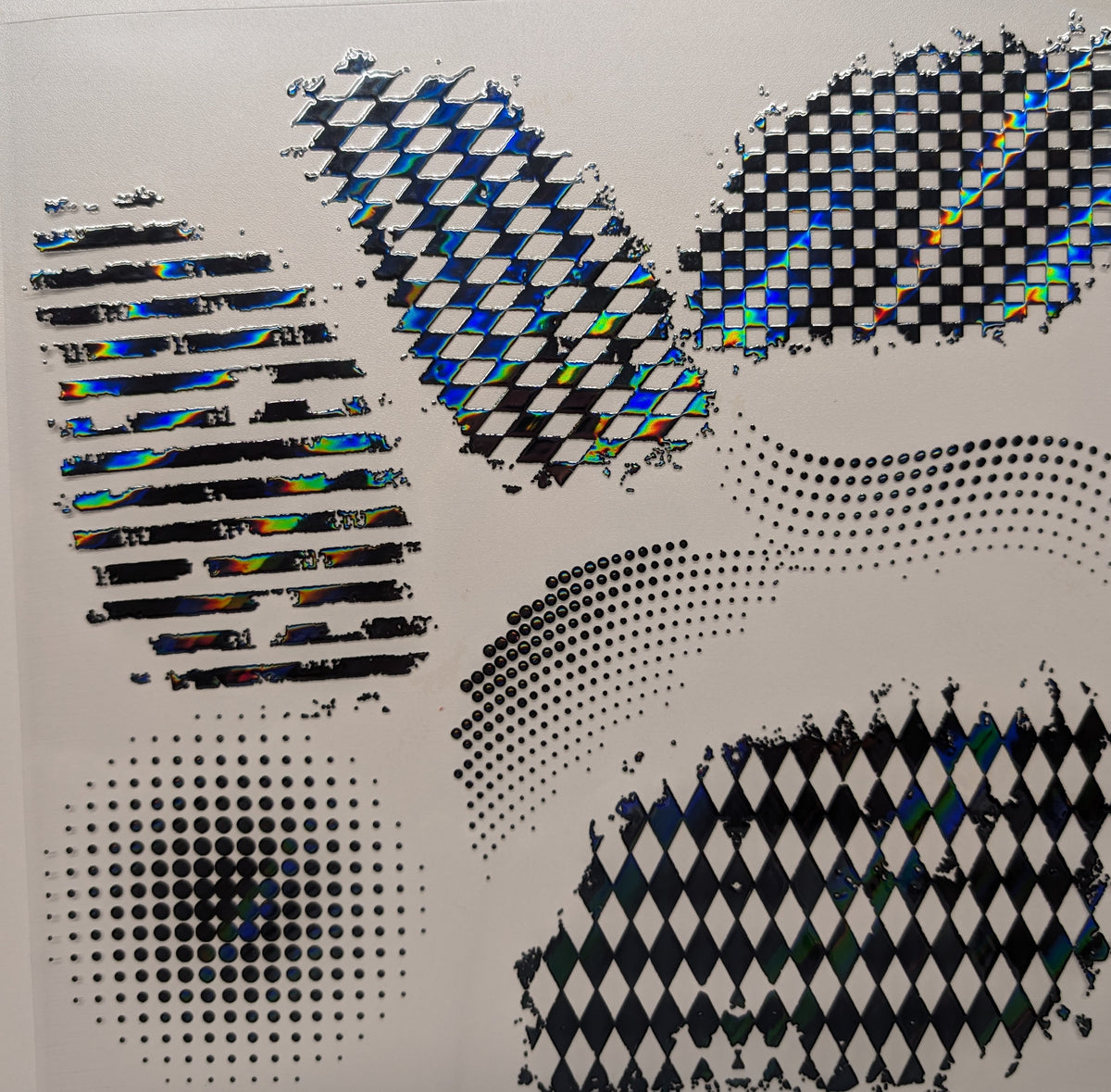 #140 Metallic Harlequin and Dots patches