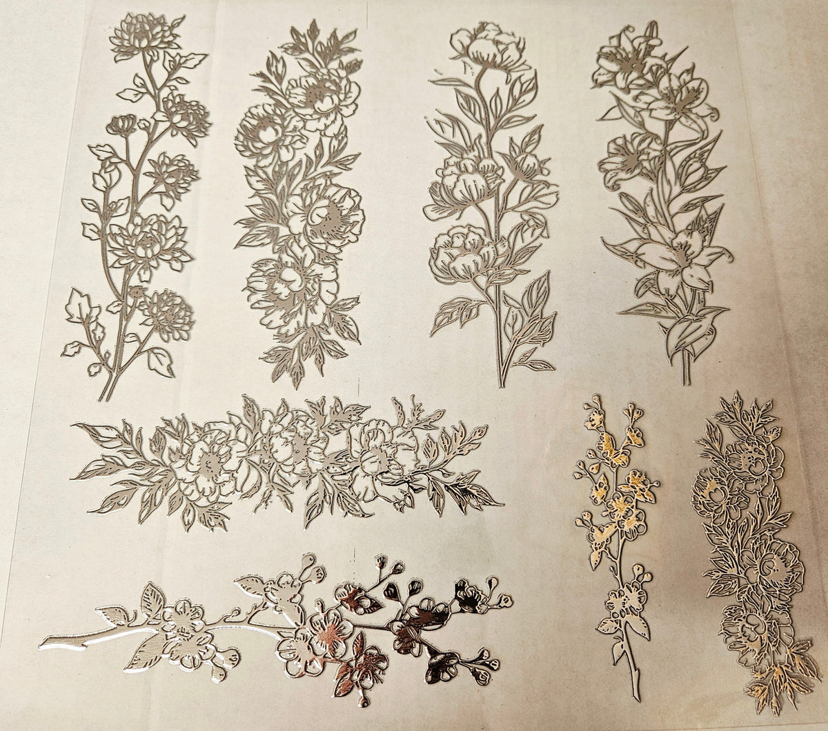 #41 Metallic UV DTF- Floral- available in Gold, Silver