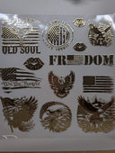 #22 Metallic UV DTF-Patriotic- available in Gold and Silver