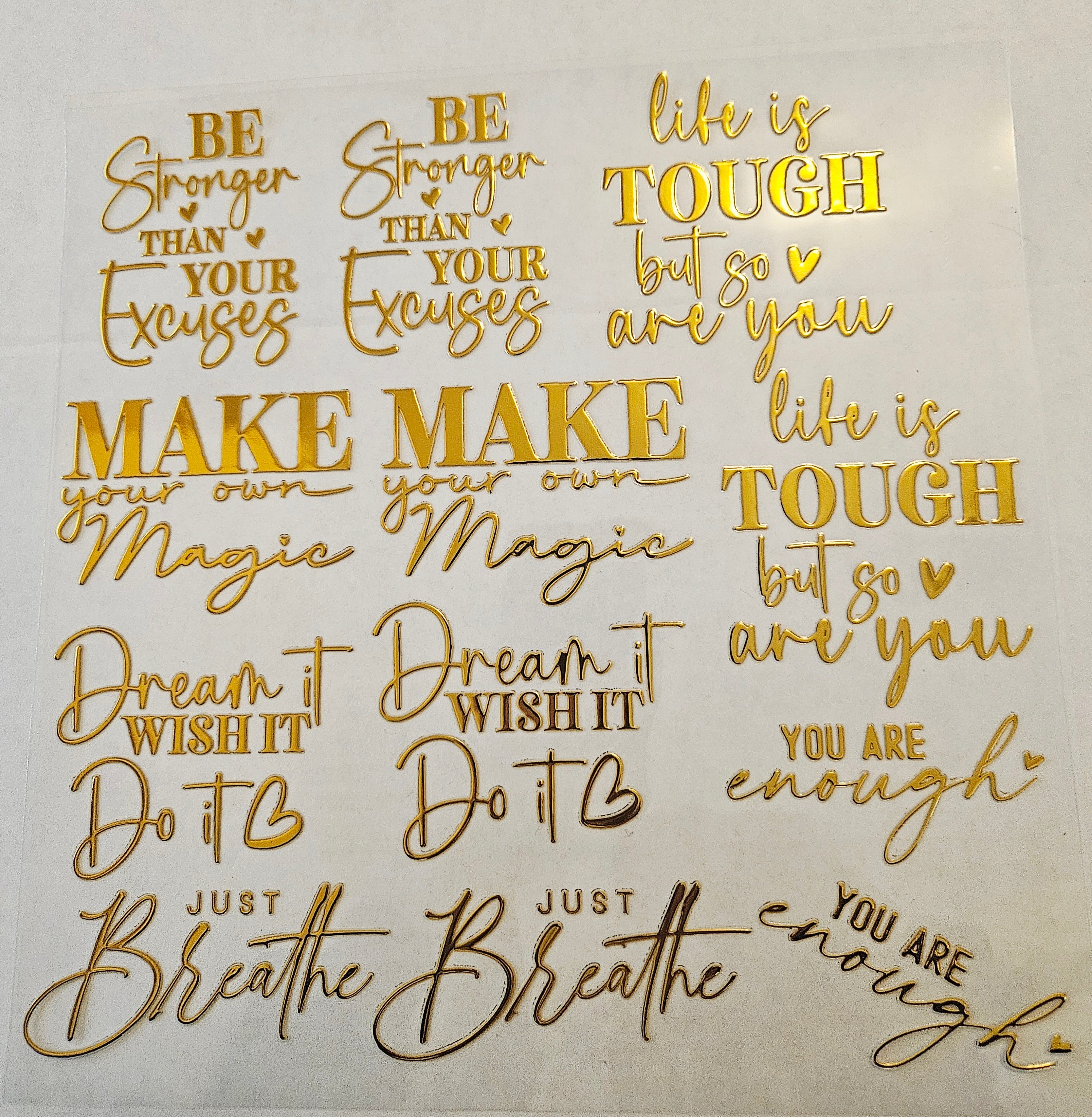 #25 Metallic UV DTF-Quotes- available in Gold – Kraft Craze