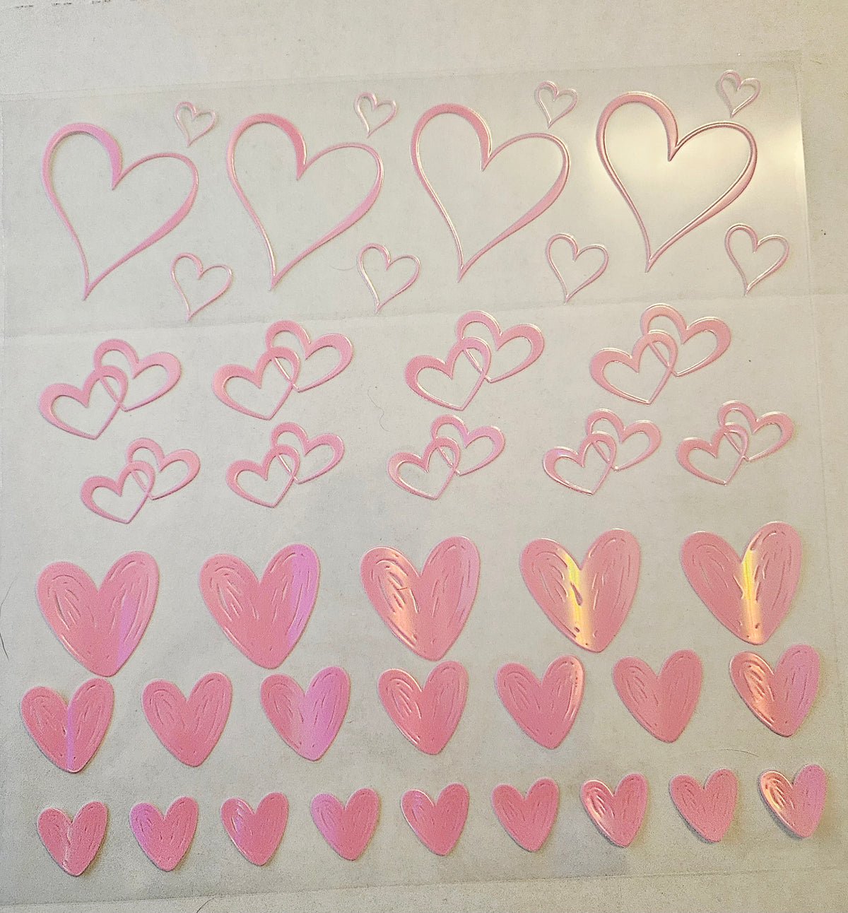 #34 Metallic UV DTF-Open Hearts- available in Gold, Silver, Holo Red and Holo Pink