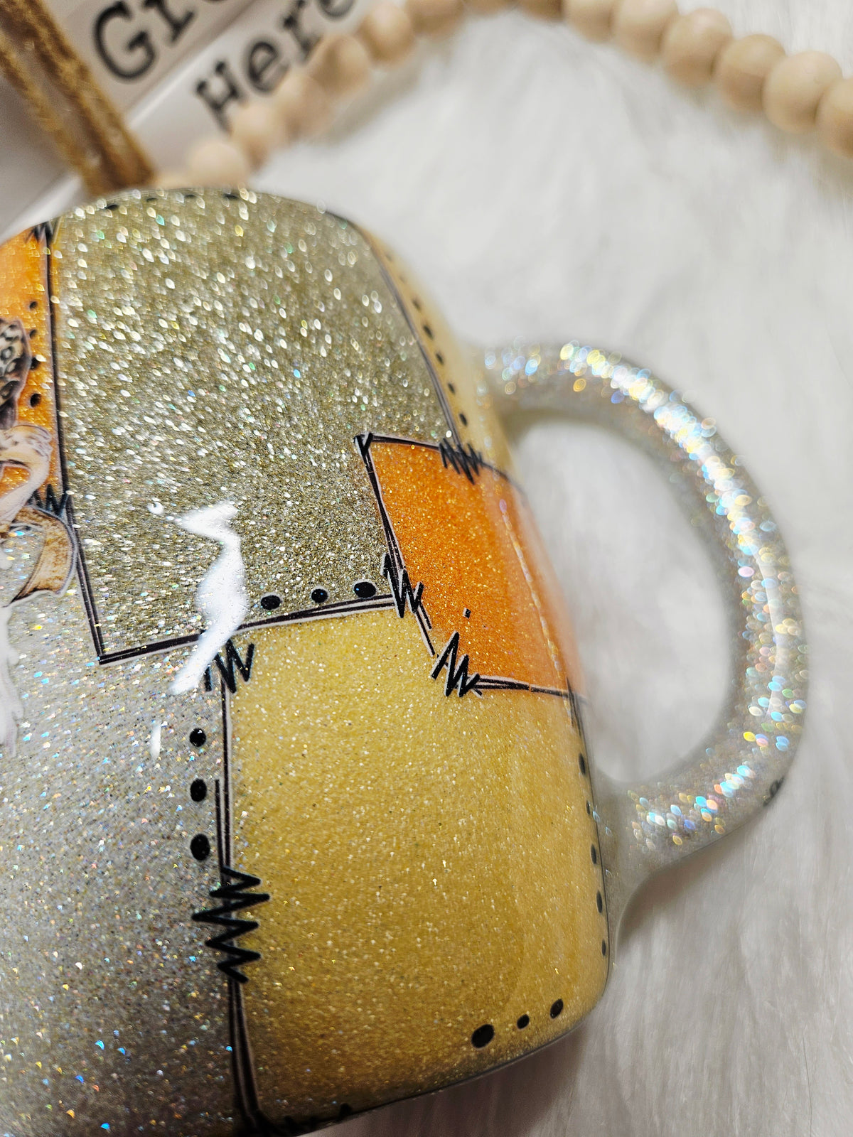 Highland Leopard Patchwork 14oz stainless coffee mug with lid