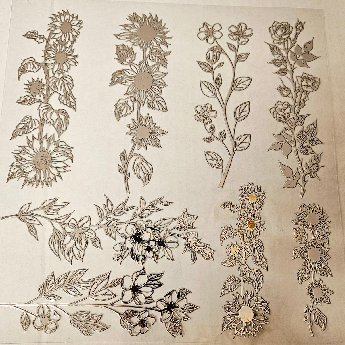 #40 Metallic UV DTF- Floral- available in Gold, Silver