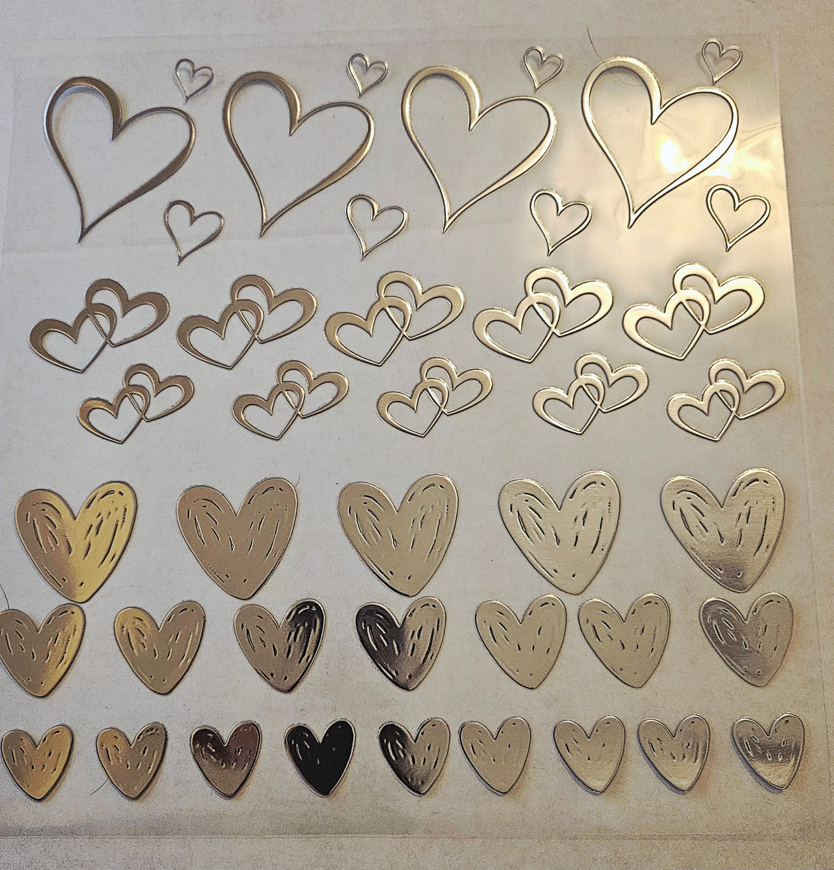 #34 Metallic UV DTF-Open Hearts- available in Gold, Silver, Holo Red and Holo Pink