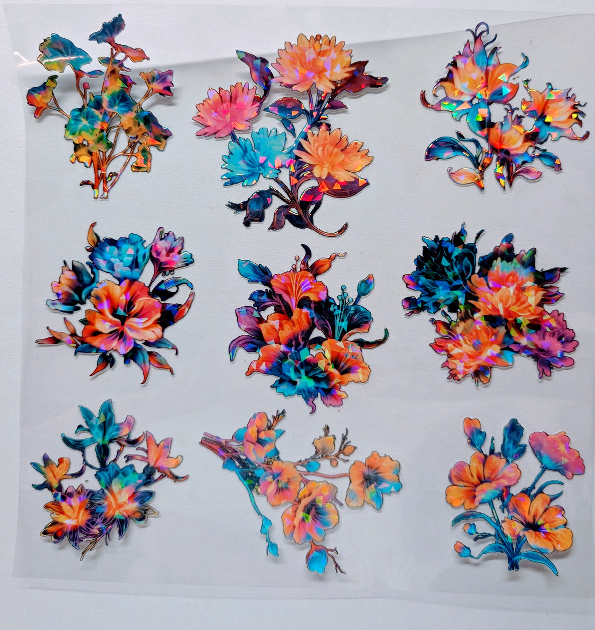 #107 Neon floral Holographic