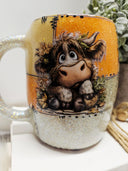 Highland Leopard Patchwork 14oz stainless coffee mug with lid