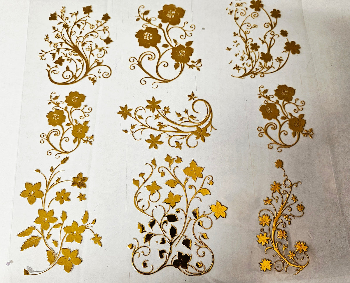 #37 Metallic UV DTF- Floral- available in Gold, Silver