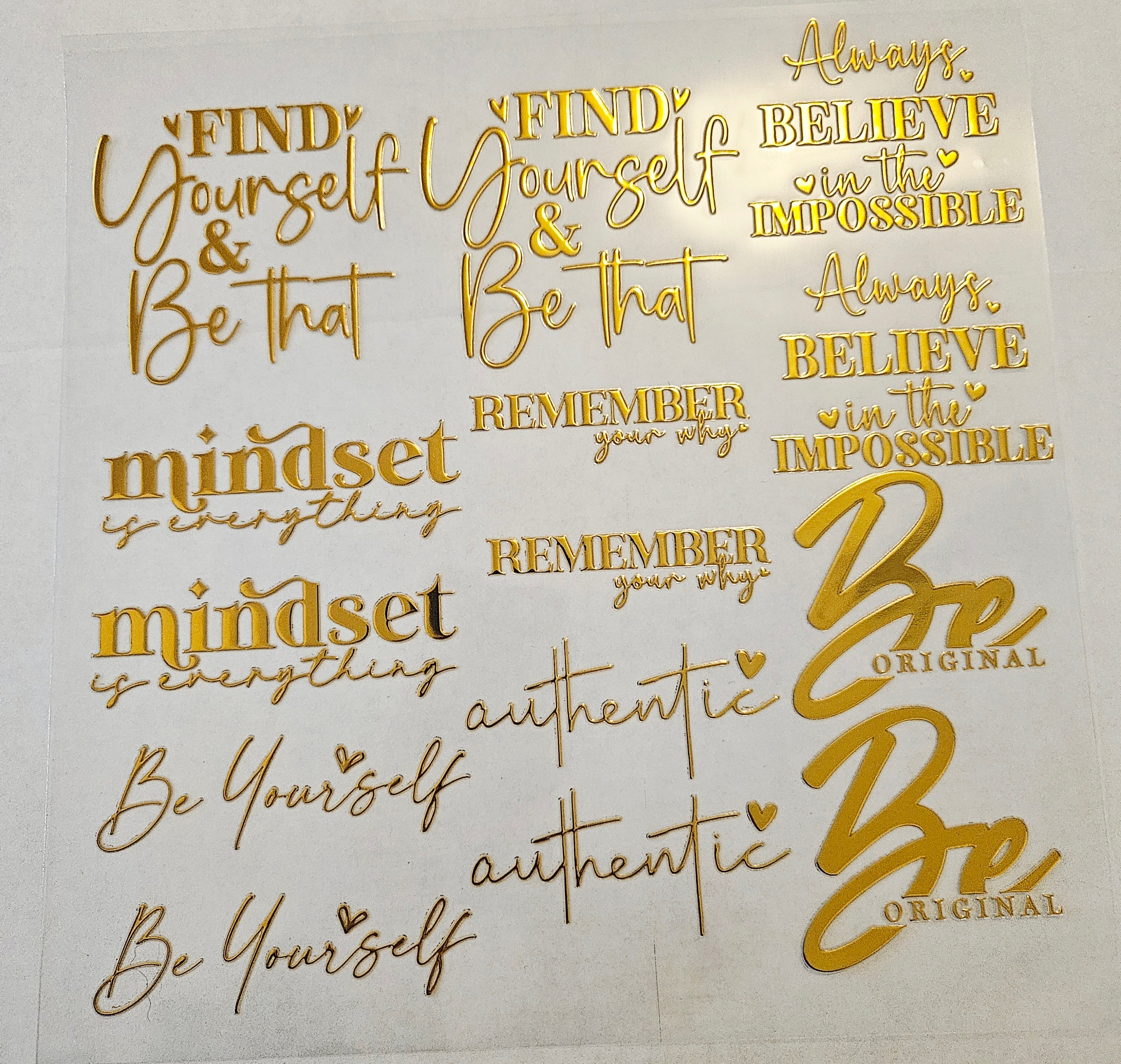 #28 Metallic UV DTF-Quotes- available in Gold and silver – Kraft Craze