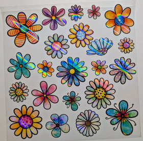 #137 Holographic Doodle Flowers