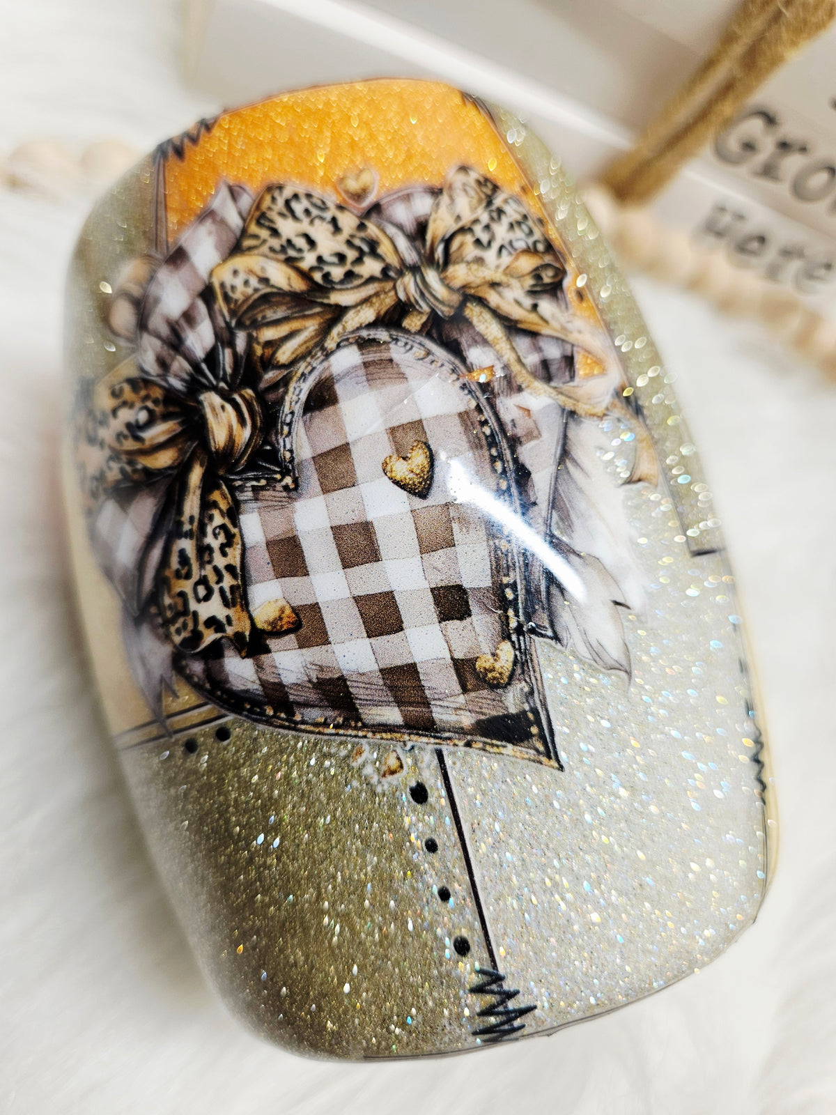 Highland Leopard Patchwork 14oz stainless coffee mug with lid