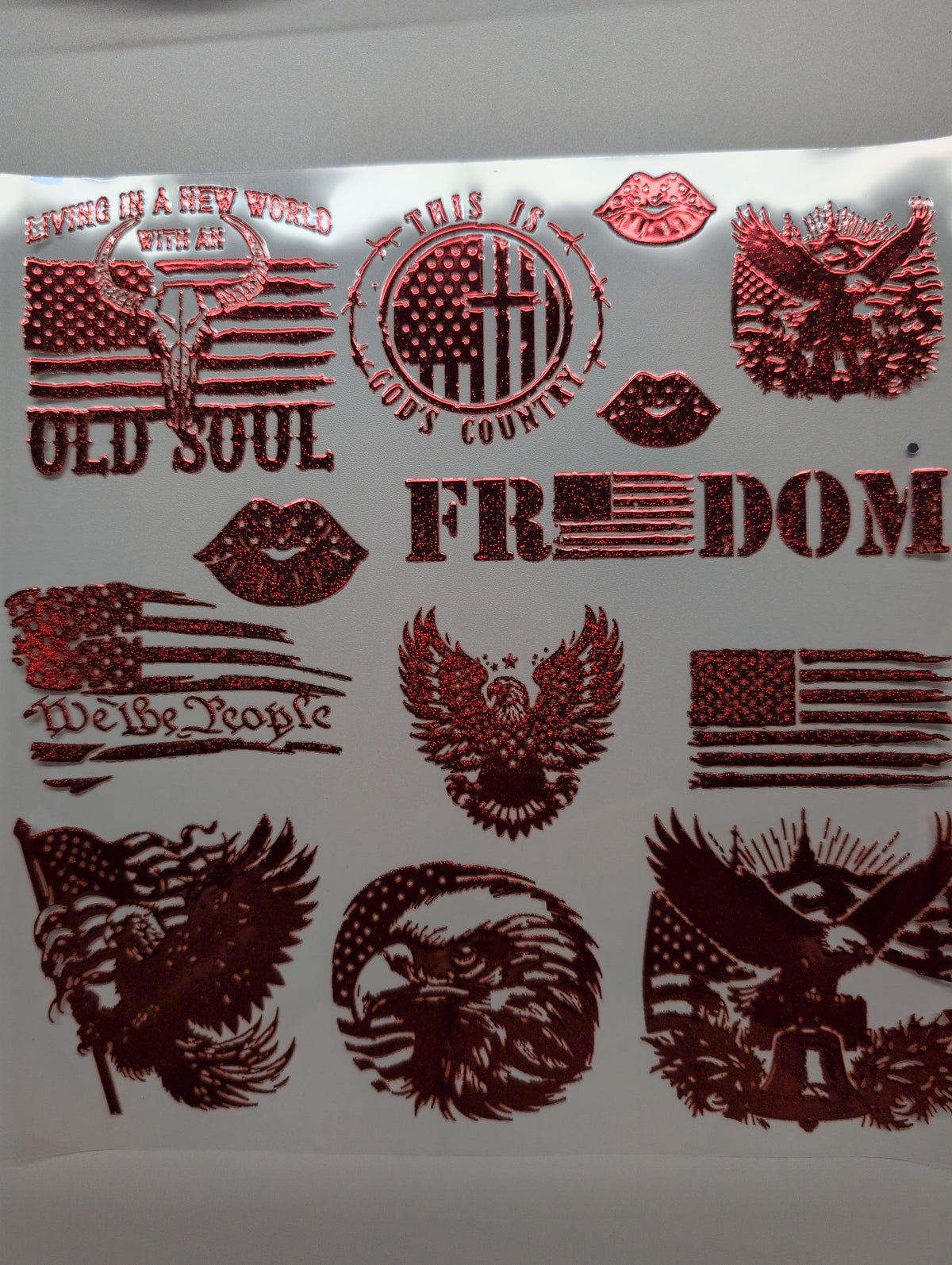 #22 Metallic UV DTF-Patriotic- available in Gold and Silver