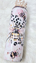Bee kind of a Queen Bitch 20oz skinny tumbler with crown topper