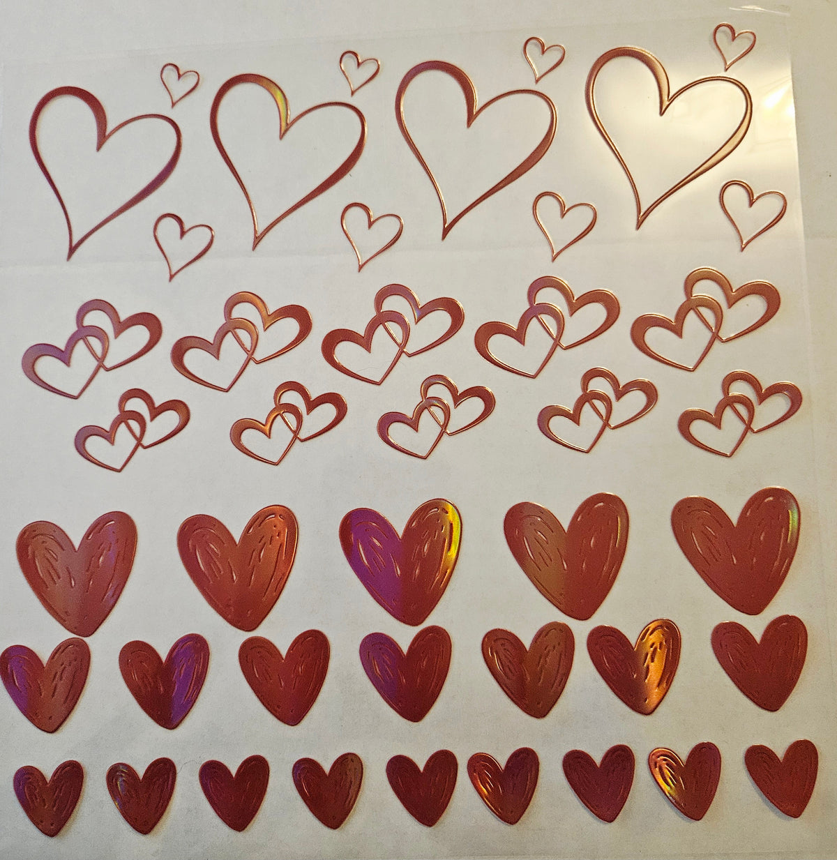 #34 Metallic UV DTF-Open Hearts- available in Gold, Silver, Holo Red and Holo Pink