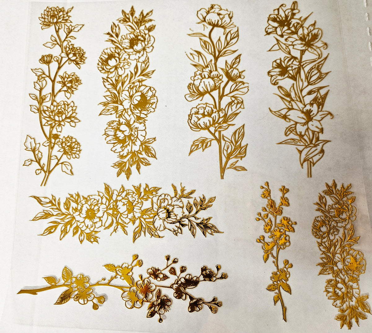 #41 Metallic UV DTF- Floral- available in Gold, Silver