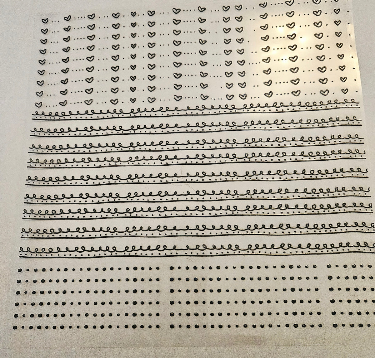 #17 Metallic UV DTF-Doodle Lines- hearts- available in Silver, Black Holo, Red Holo and Gold