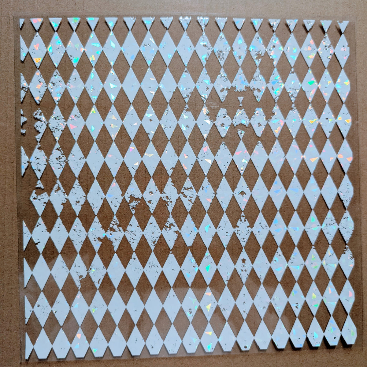 #62 Distressed Harlequin Shattered- available in Teal, Purple, Orange, white and Black